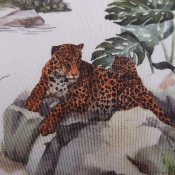 Waggle Mens Polo Golf Shirt White Leopard Bird Jungle Tropical Print Large - Picture 3 of 11